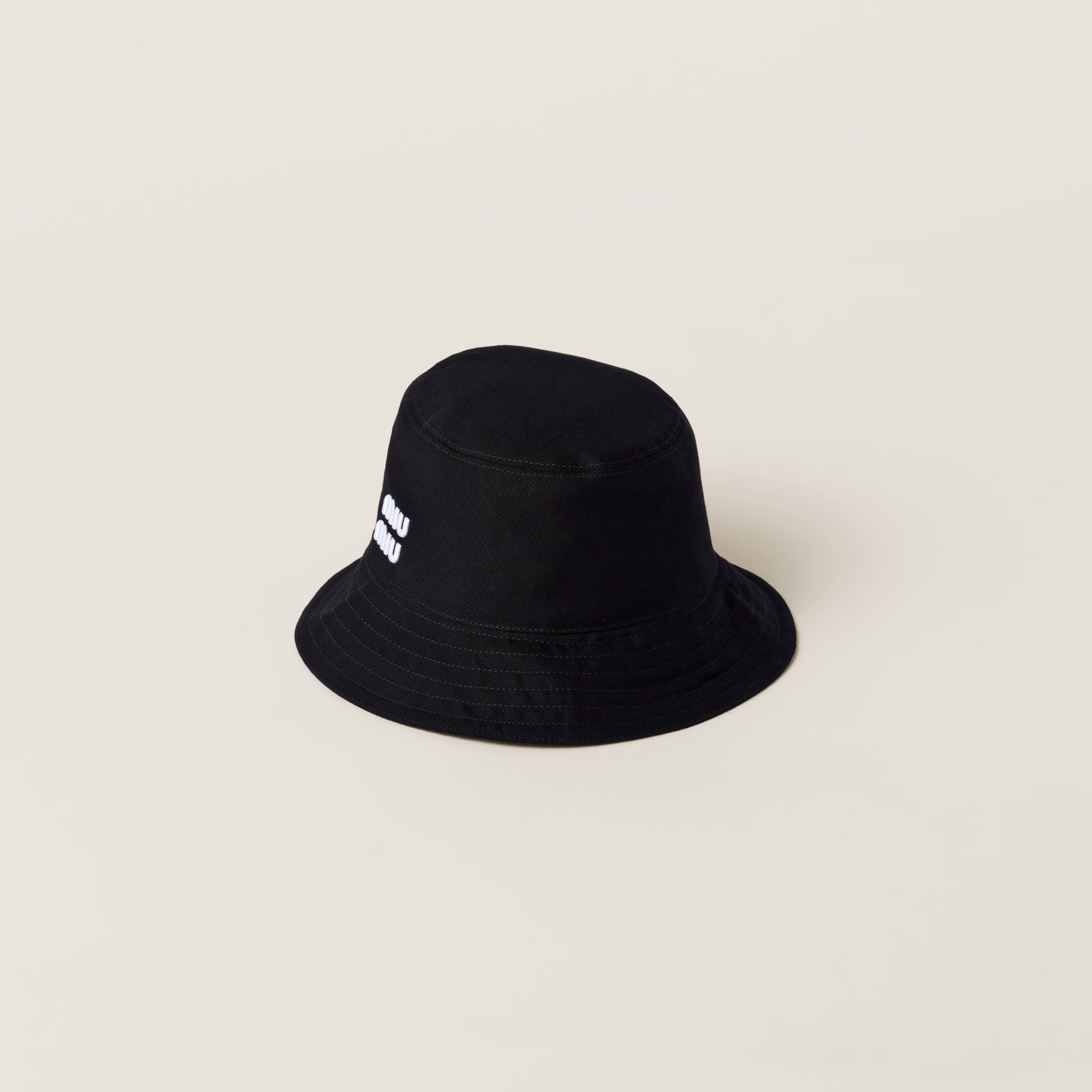Black/white Drill Bucket Hat | Miu Miu | Miu Miu US
