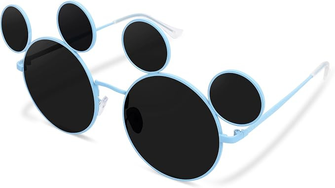 Mouse Ear Sunglasses for Women Men,Black Cartoon Sunglasses with Case,Theme Park Accessories,UV P... | Amazon (US)