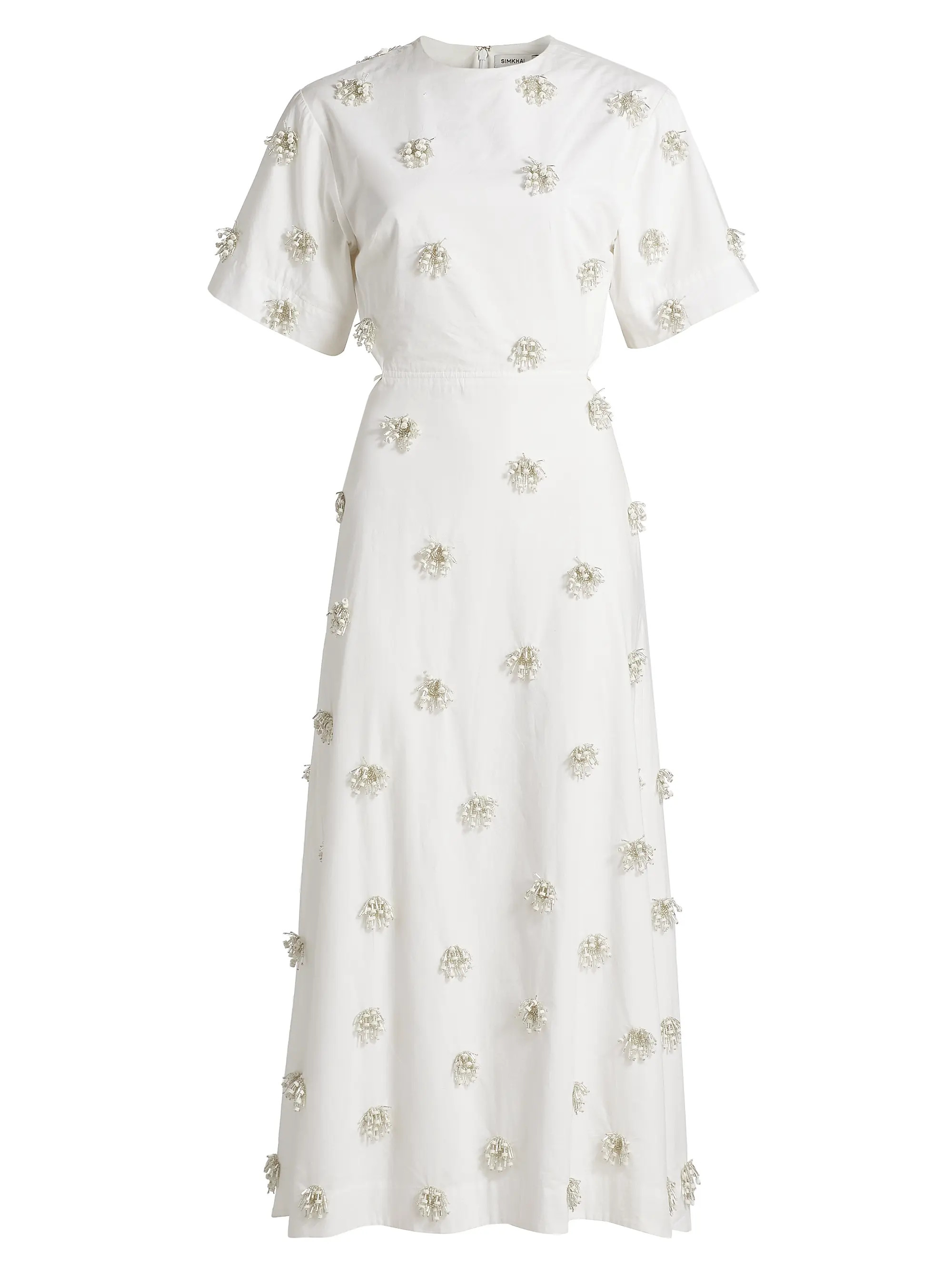 SIMKHAI Starla Beaded Cotton Cut-Out Maxi Dress | Saks Fifth Avenue | Saks Fifth Avenue