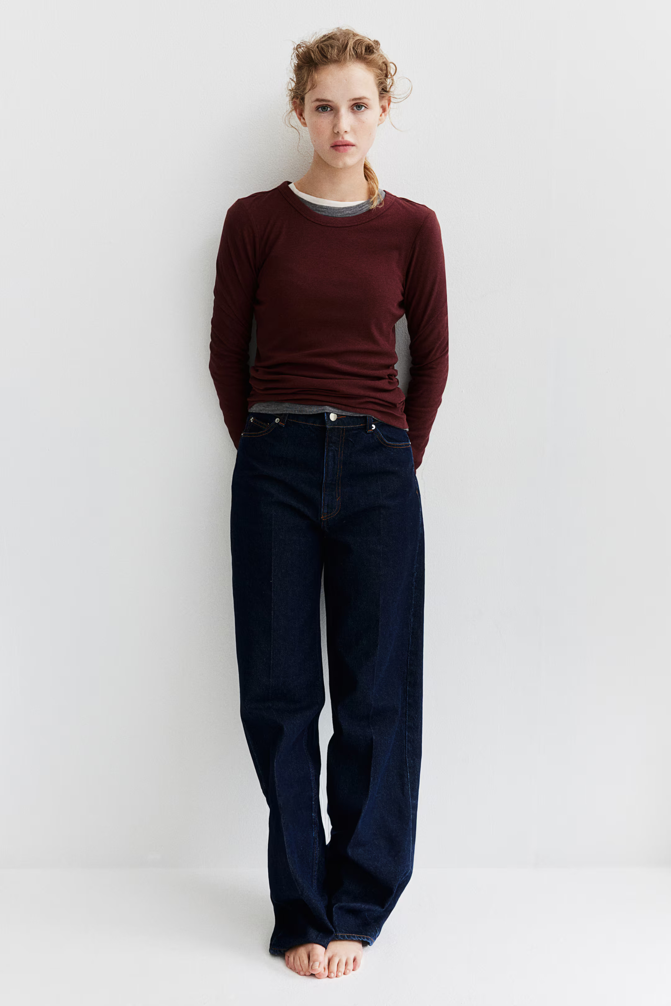 Geripptes Shirt aus Modalmix - Weinrot - Ladies | H&M AT | H&M (DE, AT, CH, NL, FI)