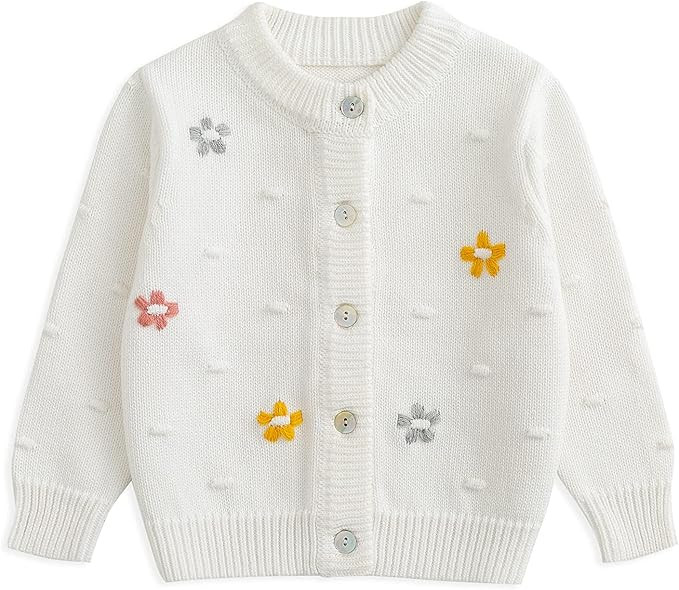 Simplee kids Baby Girl Thin Sweater Solid White Pink Cardigans for Toddler 0-3Years | Amazon (US)