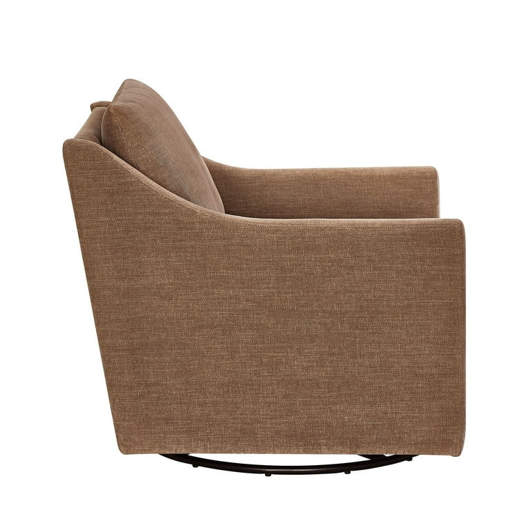 My Texas House Briar Swivel Accent Chair with Jackson Sloped Arms, Brown Fabric Upholstery - Walm... | Walmart (US)