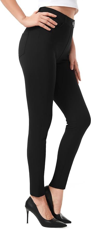 AFITNE Women's Yoga Dress Pants 28"/30" Skinny Pull On Work Pants Stretch Slim Fit Leg Office Cas... | Amazon (US)