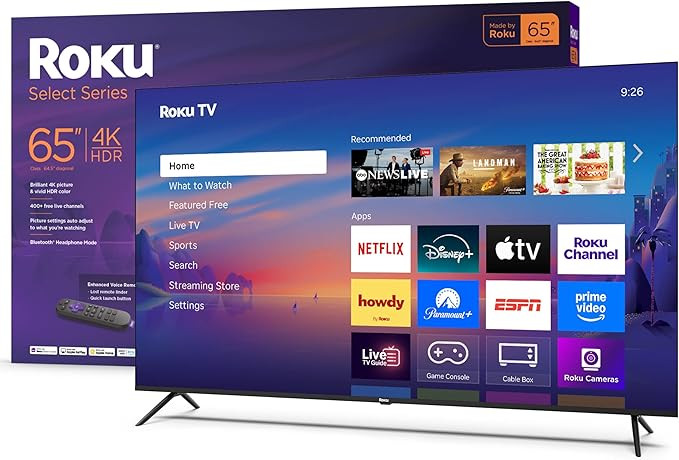 Roku Smart TV 2025 – 65-Inch Select Series, 4K HDR TV – RokuTV with Enhanced Voice Remote –... | Amazon (US)