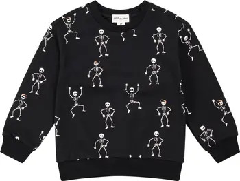 Kids' Dancing Skeletons Glow in the Dark Cotton Sweatshirt | Nordstrom