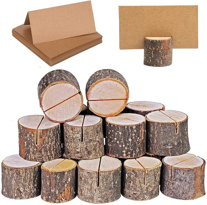 Place Card Holders, 20 Pcs Place Rustic Wooden Card Holders Table Number Stands for Name Tags Foo... | Amazon (US)