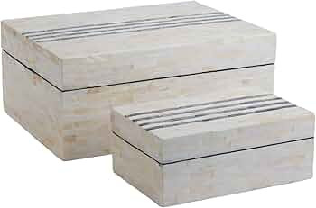 PEMAR Set of 2 Mother of Pearl Decorative Boxes w Lids, Handmade Mosaic Keepsake Jewelry Box Trea... | Amazon (US)