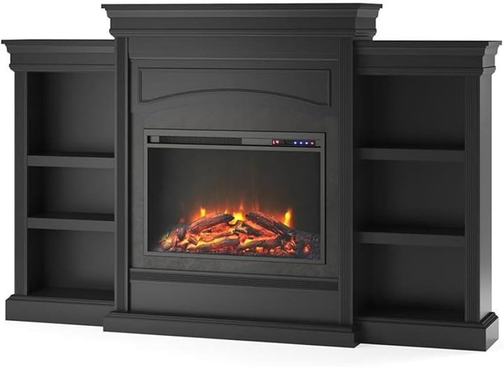 Ameriwood Home Lamont 69 Inch Electric Fireplace with Mantel, Shelves, Replaceable Fireplace Inse... | Amazon (US)