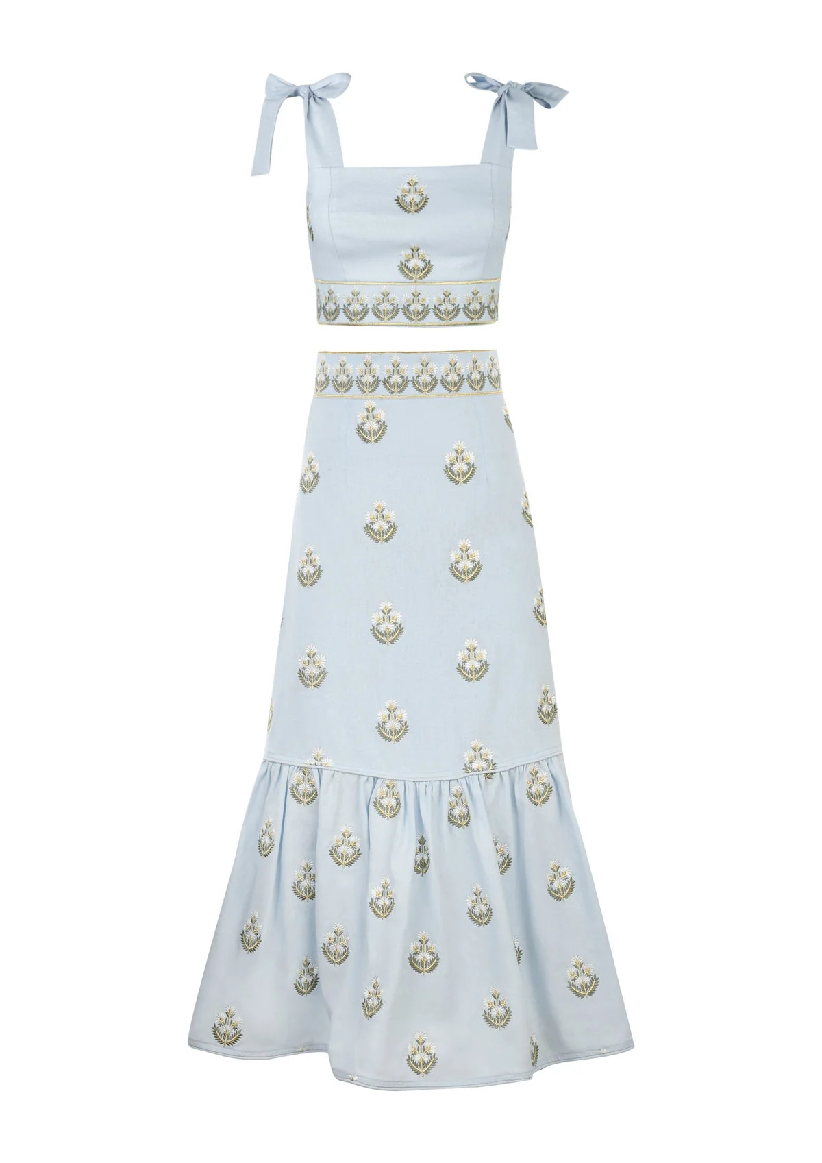 Begum Set in Light Blue & White | Over The Moon