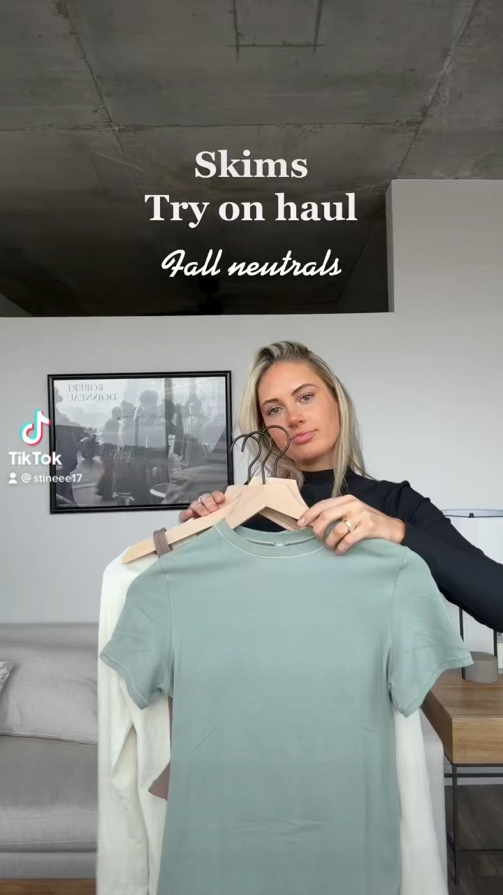 Skims try on haul. Fall neutrals 
Green shirt- M
Long sleeve - M 
Bodysuit - S

#LTKunder100 #LTKSeasonal #LTKstyletip
