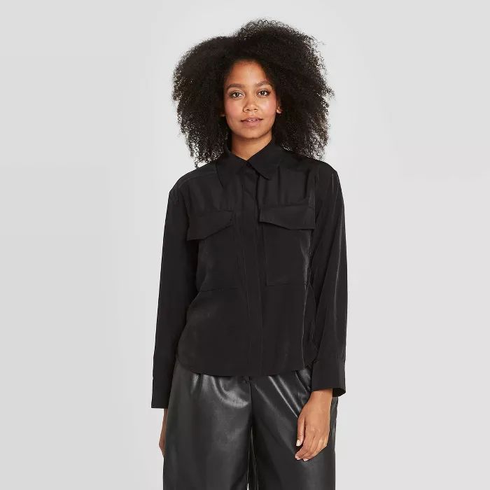 Women's Long Sleeve Silky Utility Button-Up Shirt - Prologue™ | Target