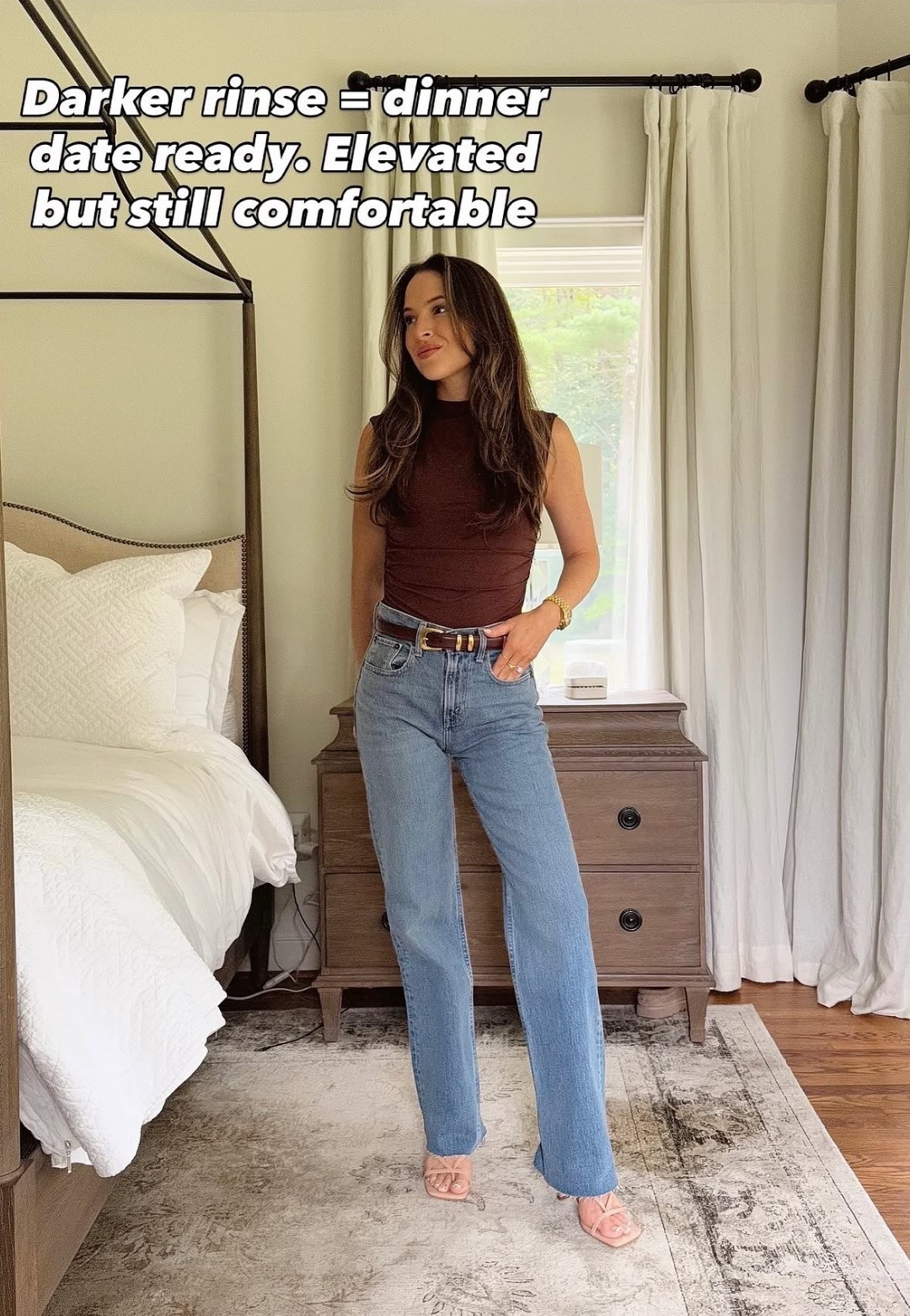 Spring date night OOTD ✨ @abercrombie denim (buy 1, get 1 50% off right now) + Amazon vital tank $ @Quince boyfriend crew sweater 

#LTKOver40 #LTKootd #LTKSaleAlert

#LTKSaleAlert #LTKTall #LTKSeasonal