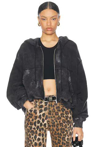 R13 Balloon Zip Up Hoodie in Black | FWRD 