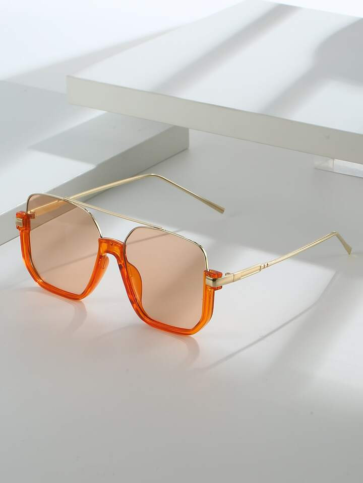 1pair Women Top Bar Geometric Frame Fashion Glasses For Summer | SHEIN