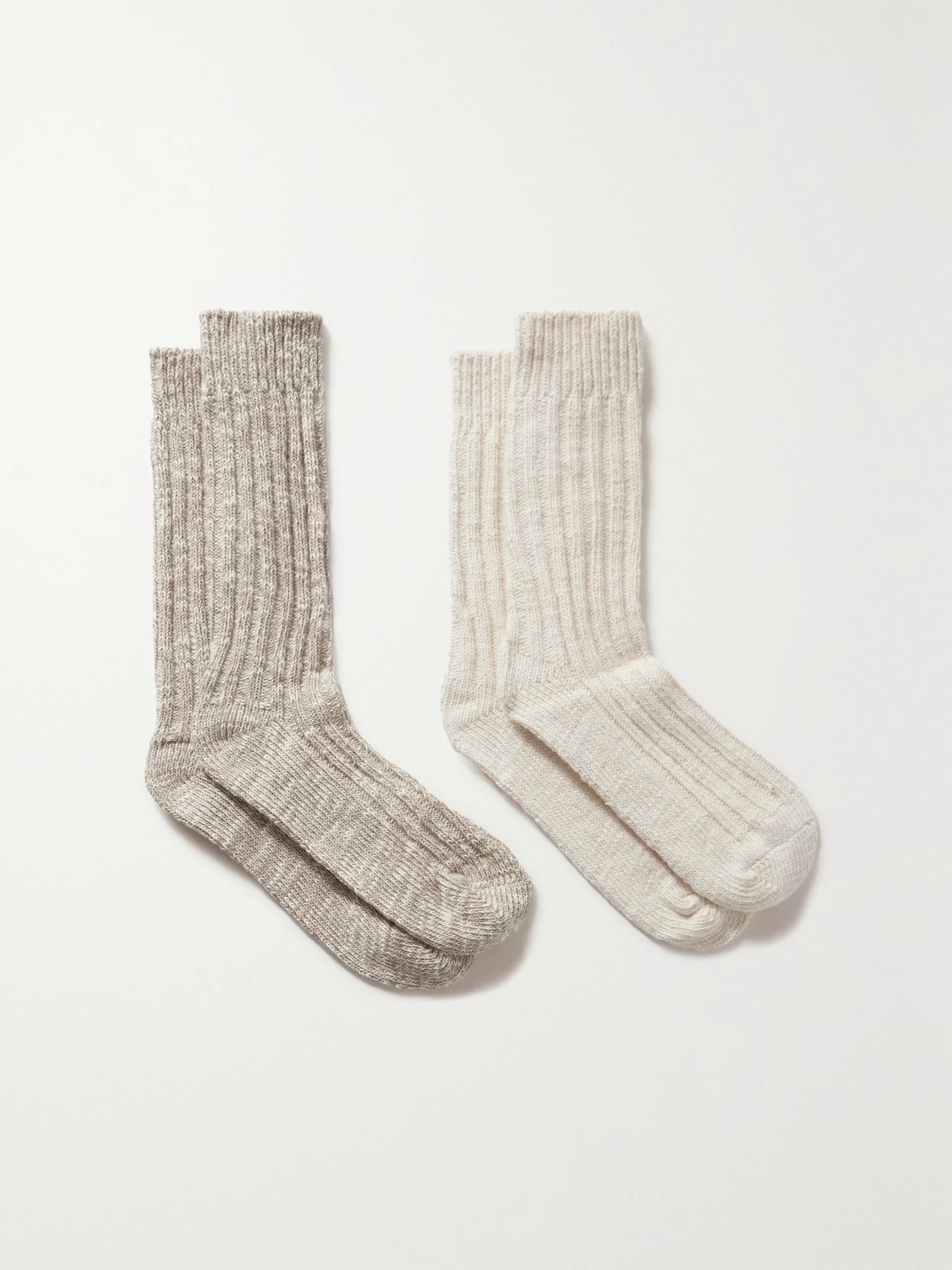 Deiji Studios - The Woven Set Of Two Stretch-organic Cotton Socks - Cream - M/L | NET-A-PORTER APAC