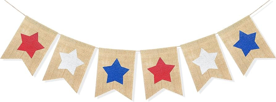 Uniwish Red White and Blue Stars Banner, Patriotic 4th of July Decorations American Independence ... | Amazon (US)