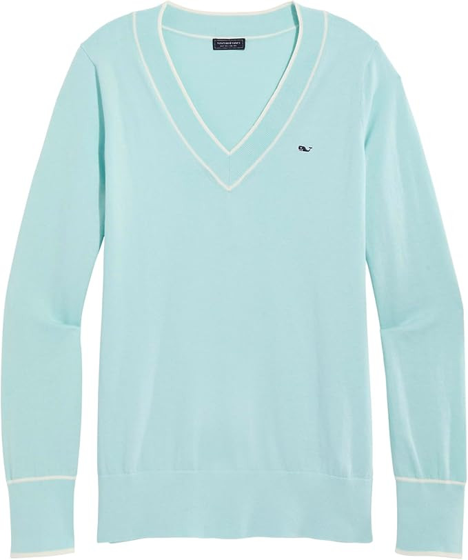 vineyard vines Women's Cotton Cashmere Heritage Tipped V-Neck | Amazon (US)