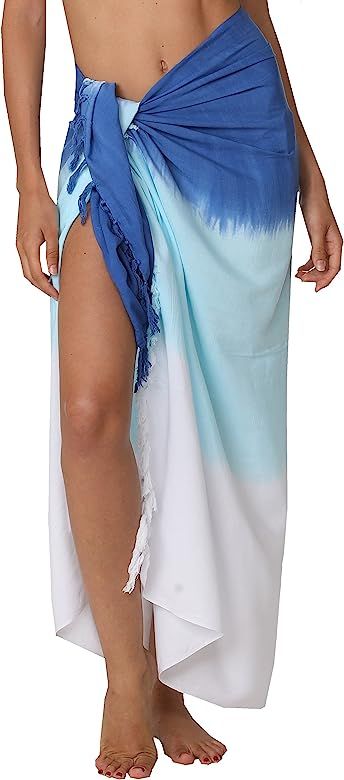 INGEAR Beach Long Batik Sarong Womens Swimsuit Wrap Cover Up Pareo with Coconut Shell Included (B... | Amazon (US)
