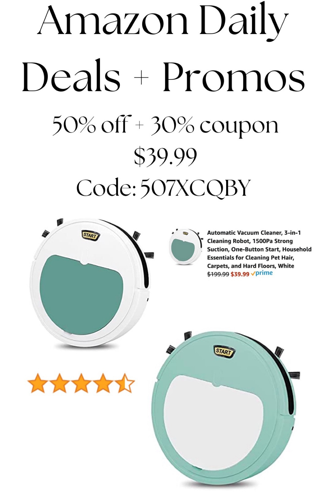 Robot vacuum on major sale today. Amazon promo code and coupon makes good under $40!!! Great reviews too  

#LTKsalealert #LTKhome #LTKunder50