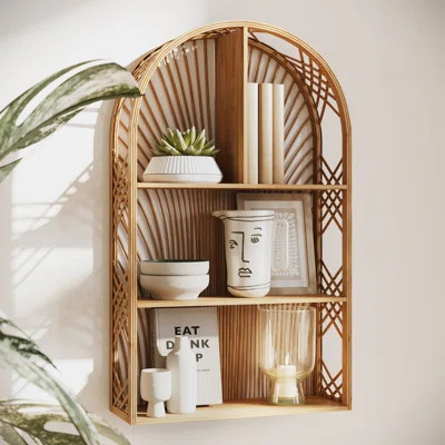 Harmony Arch Rattan Boho 3-Tiered Wall Shelf | Wayfair North America