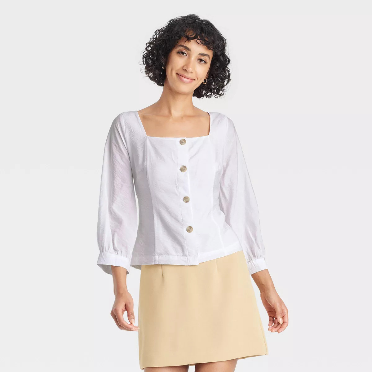 Women's Balloon 3/4 Sleeve Square Neck Blouse - A New Day™ | Target