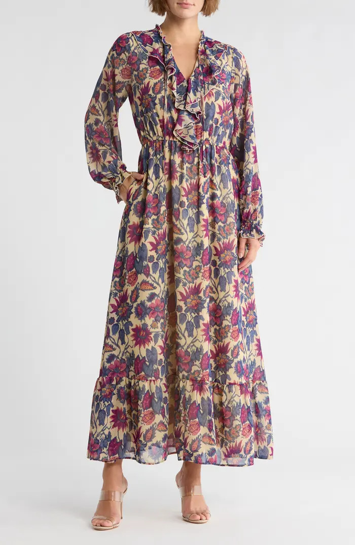 Long Sleeve Chiffon Maxi Dress | Nordstrom Rack