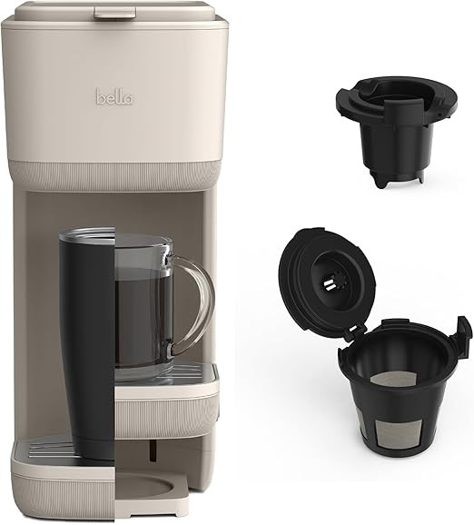 BELLA Single Serve Coffee Maker, K Cup & Coffee Ground Compatible with Removable, Adjustable Drip... | Amazon (US)