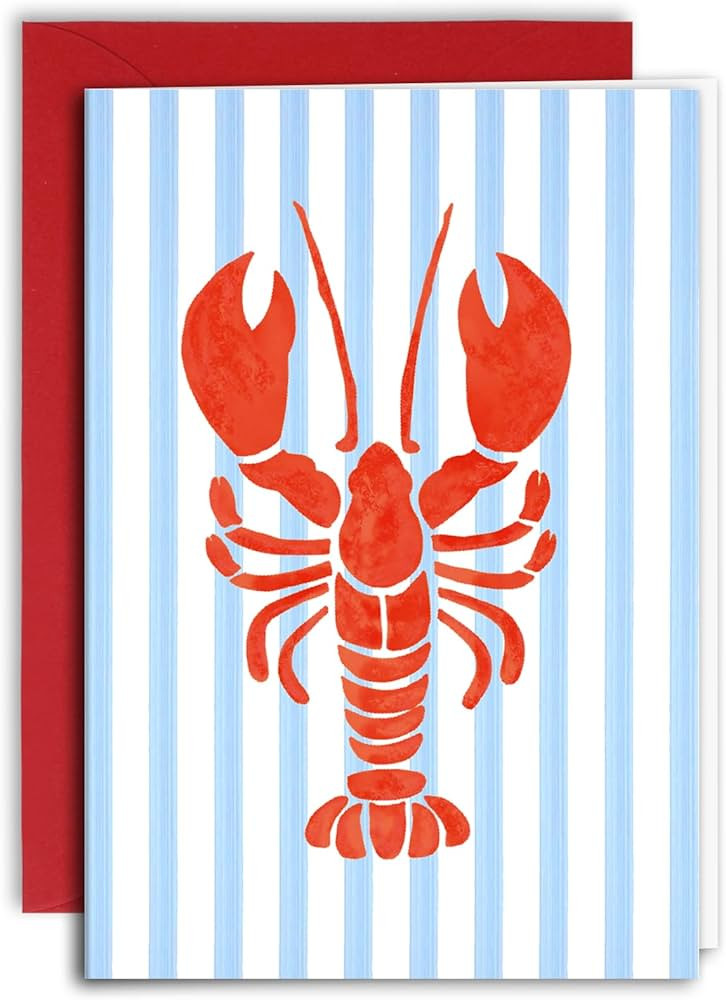 FYSUIMU 24 Pack Crawfish Blank Note Cards Summer Crayfish Stripe Stationery Card with Envelope St... | Amazon (US)