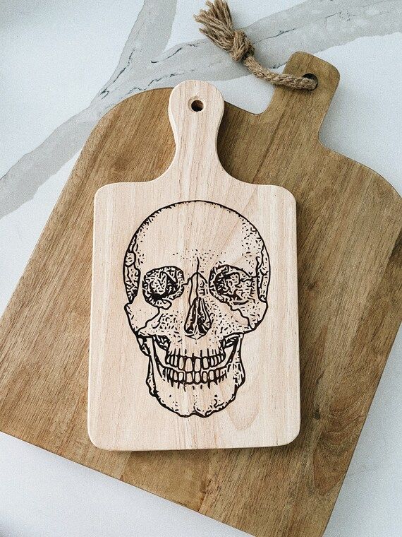 Engraved Halloween Skull Cutting Board Skeleton Charcuterie - Etsy | Etsy (US)