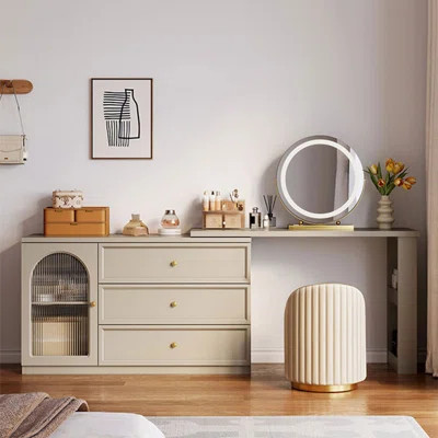 Makeup Vanity with Light mirror,3 drawers,1 chair | Wayfair North America
