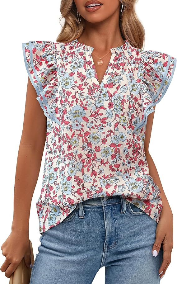 BTFBM Short Sleeve Summer Blouses for Women | Amazon (US)