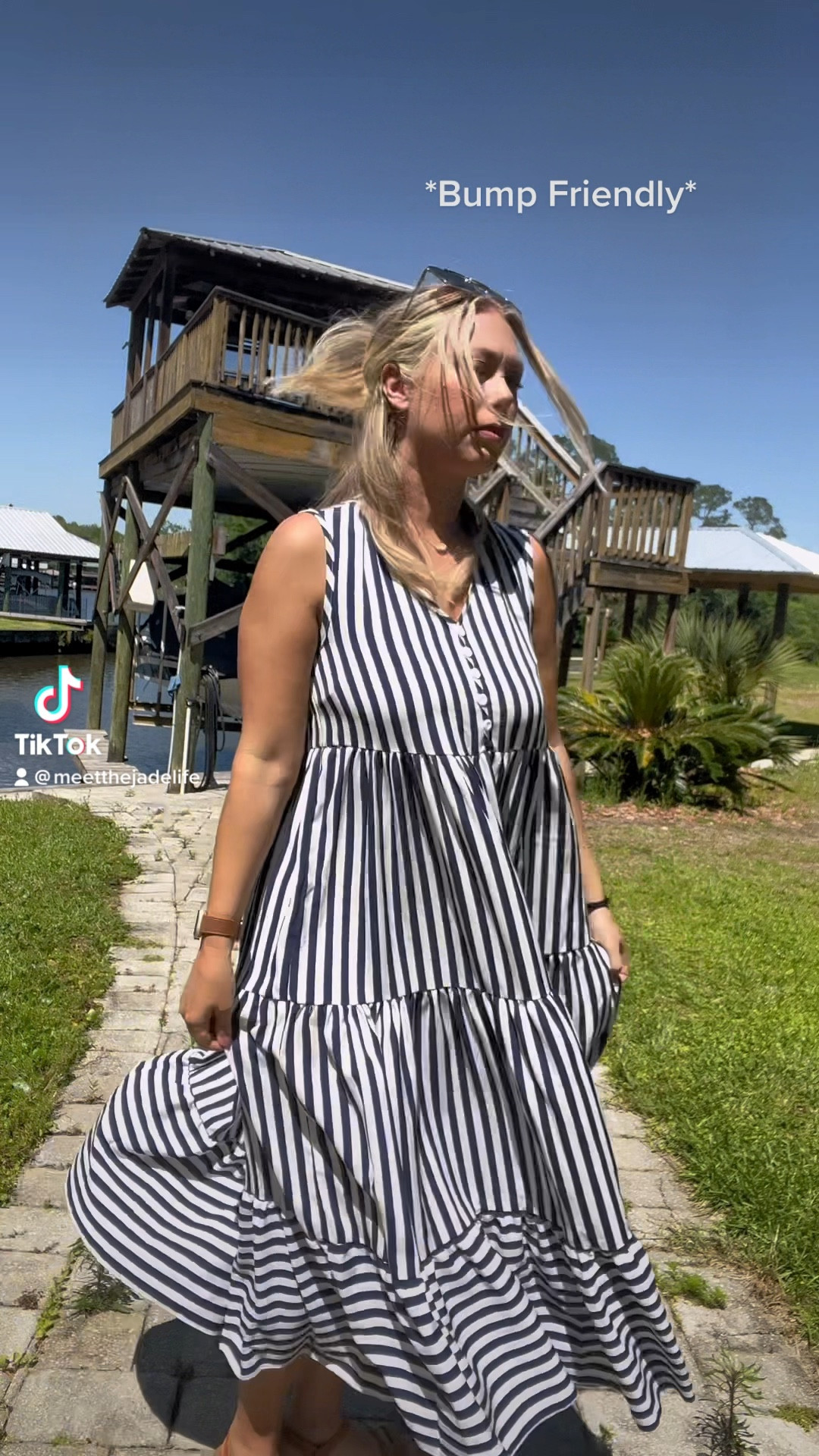 Blue & white striped flowy dress. 

#LTKstyletip #LTKbump #LTKunder50
