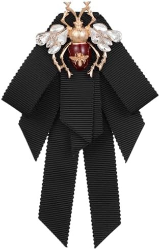 ABOOFAN Bee Bow Brooch Black Alloy Cloth Pin 5.89 X 3.93 X 0.79 Inch | Collarless or Stand-up Col... | Amazon (US)