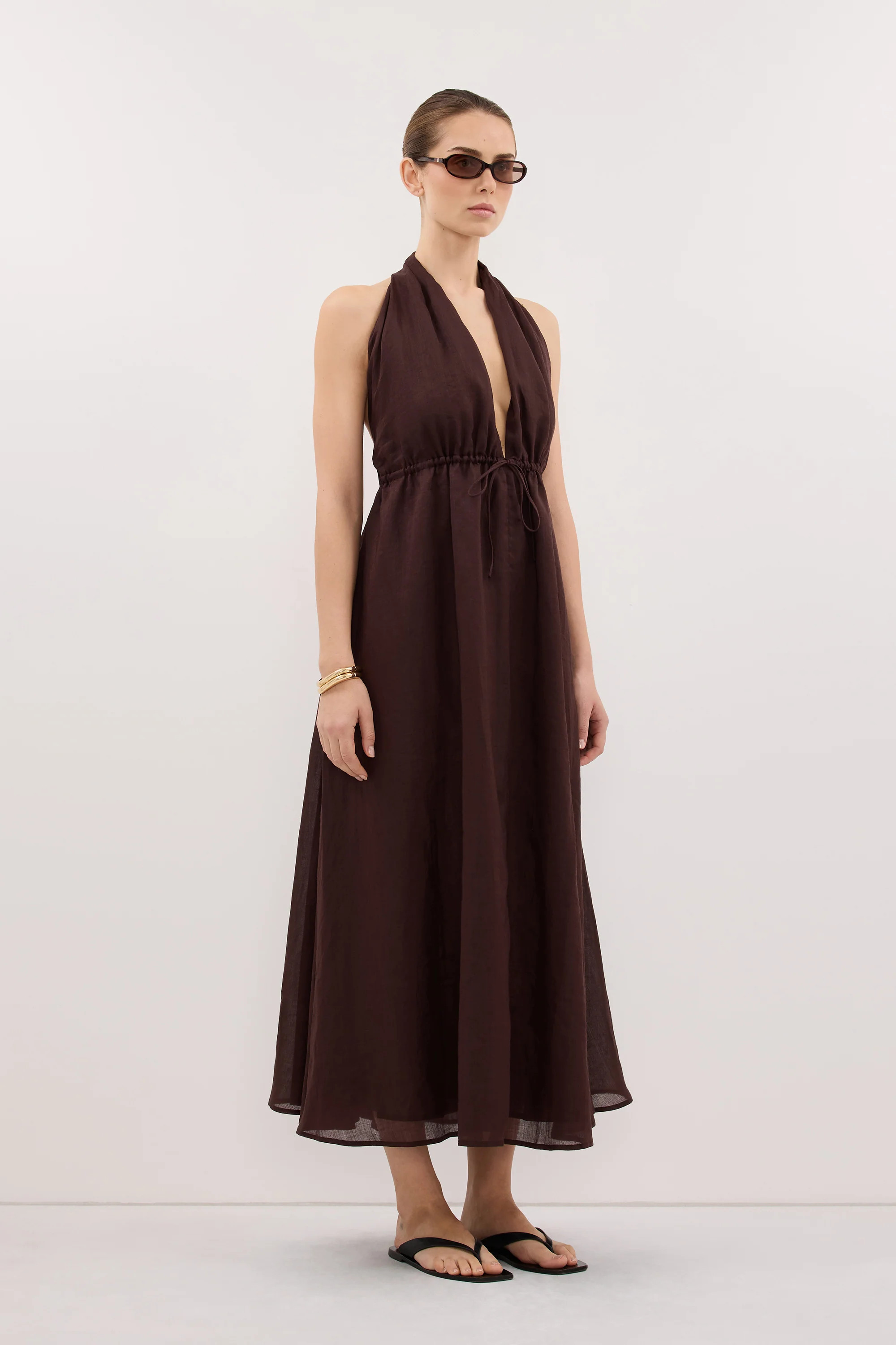 SAMMI BURNT CHOC RAMIE MIDI DRESS | DISSH