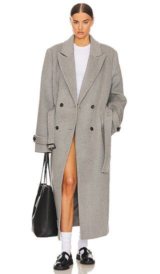Bold Shoulder Long Coat in Grey | Revolve Clothing (Global)