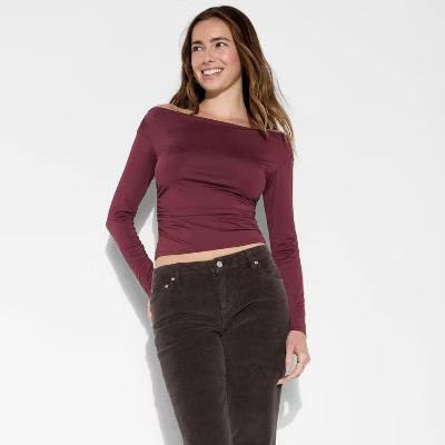 Women's Long Sleeve Synthetic Off the Shoulder Party Top - Wild Fable™ | Target