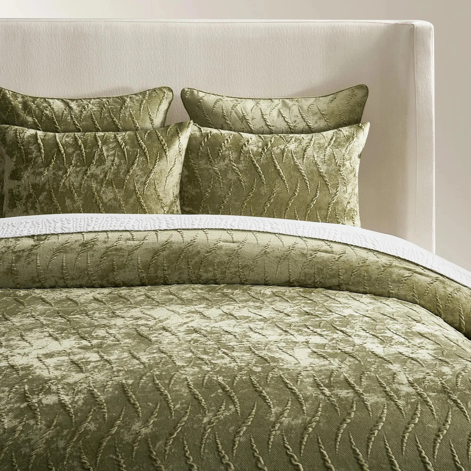 Eve Textured Velvet Quilt Set - Pistachio | Z Gallerie