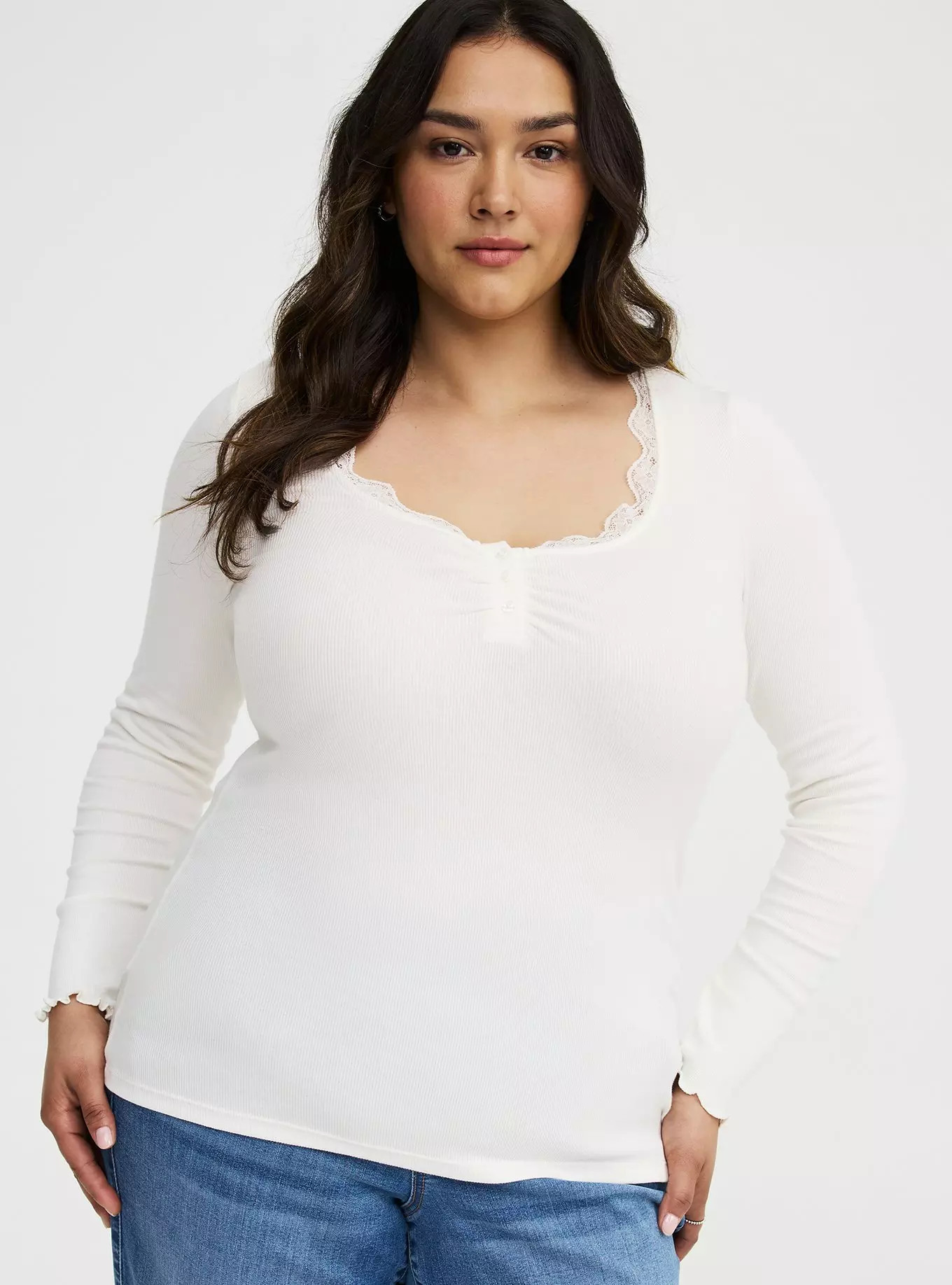 Cotton Modal Rib Henley Top | Torrid (US & Canada)
