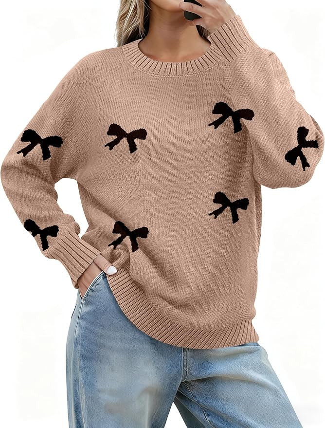 Zeagoo Fall Sweaters for Women 2025 Long Sleeve Crewneck Ribbed Knit Pullover Sweater Loose Fit B... | Amazon (US)