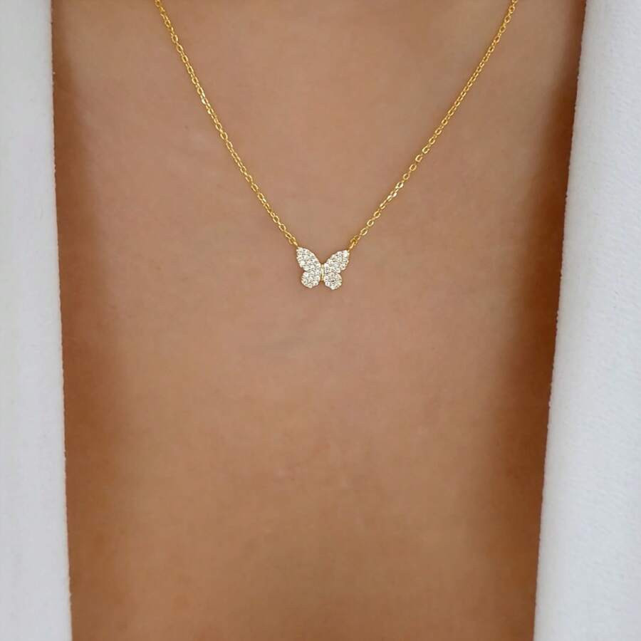 Simple And Classic Design, Versatile Rhinestone Butterfly Necklace, Suitable For All Occasions Fo... | SHEIN