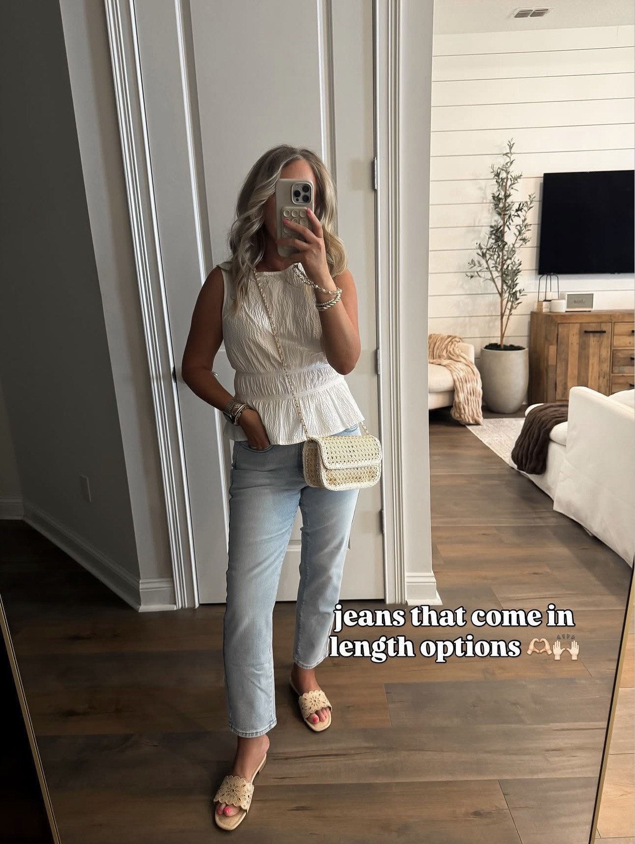 Go-to look! Affordable tank and jeans perfect for spring and summer. S in top and 8 in jeans.

Target style, spring and summer fashion, affordable style, vacation outfit, petite, outfit inspo, peplum tank top, brunch, multiple length lightwash jeans, look for less, cute sandals, rattan crossbody.  
 

 #LTKootd