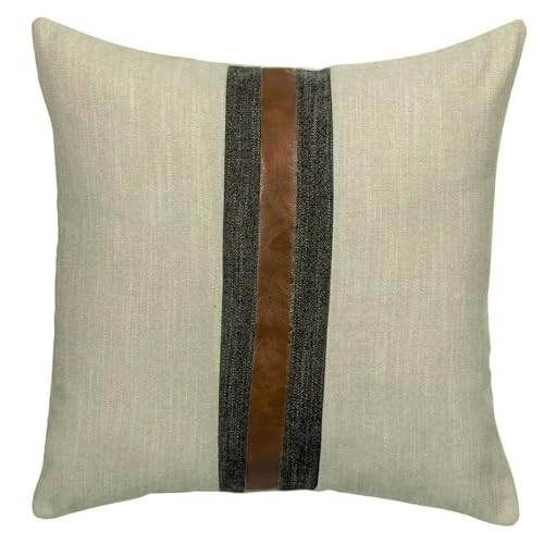BOYSUM Farmhouse Decorative Outdoor Throw Pillow Covers for Couch Sofa Bed Brown Faux Leather Accent Pillow Cover Modern Decor Pillow Case 20 x 20 Inch (Yellow Beige) | Amazon (US)