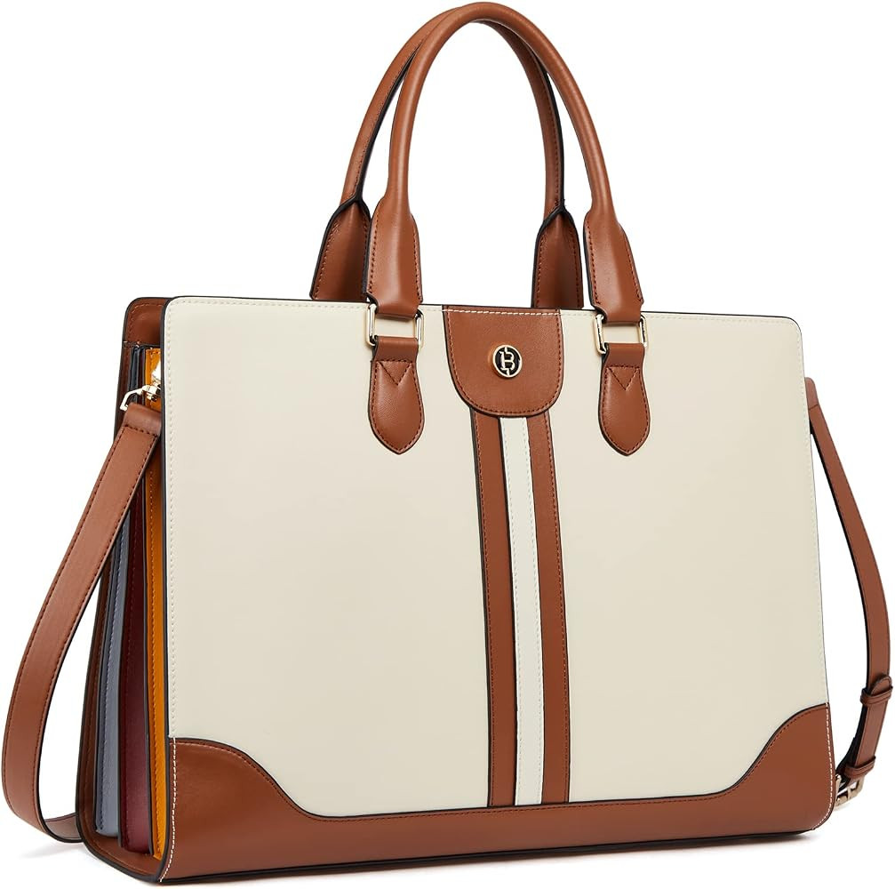 BOSTANTEN Leather Laptop Briefcase for Women Shoulder Bag 15.6 Inch Business Computer Work Tote | Amazon (US)