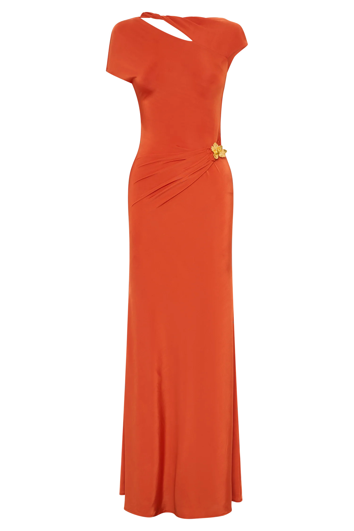 Kaida Slinky Maxi Dress With Hardware - Burnt Orange | MESHKI US
