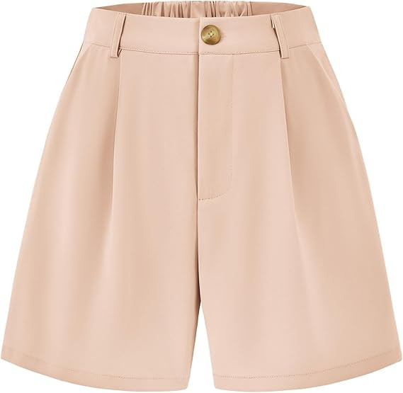 KIRUNDO Women's Shorts 2024 Trendy Summer Dressy Elastic High Waisted Pleated Business Casual Wor... | Amazon (US)