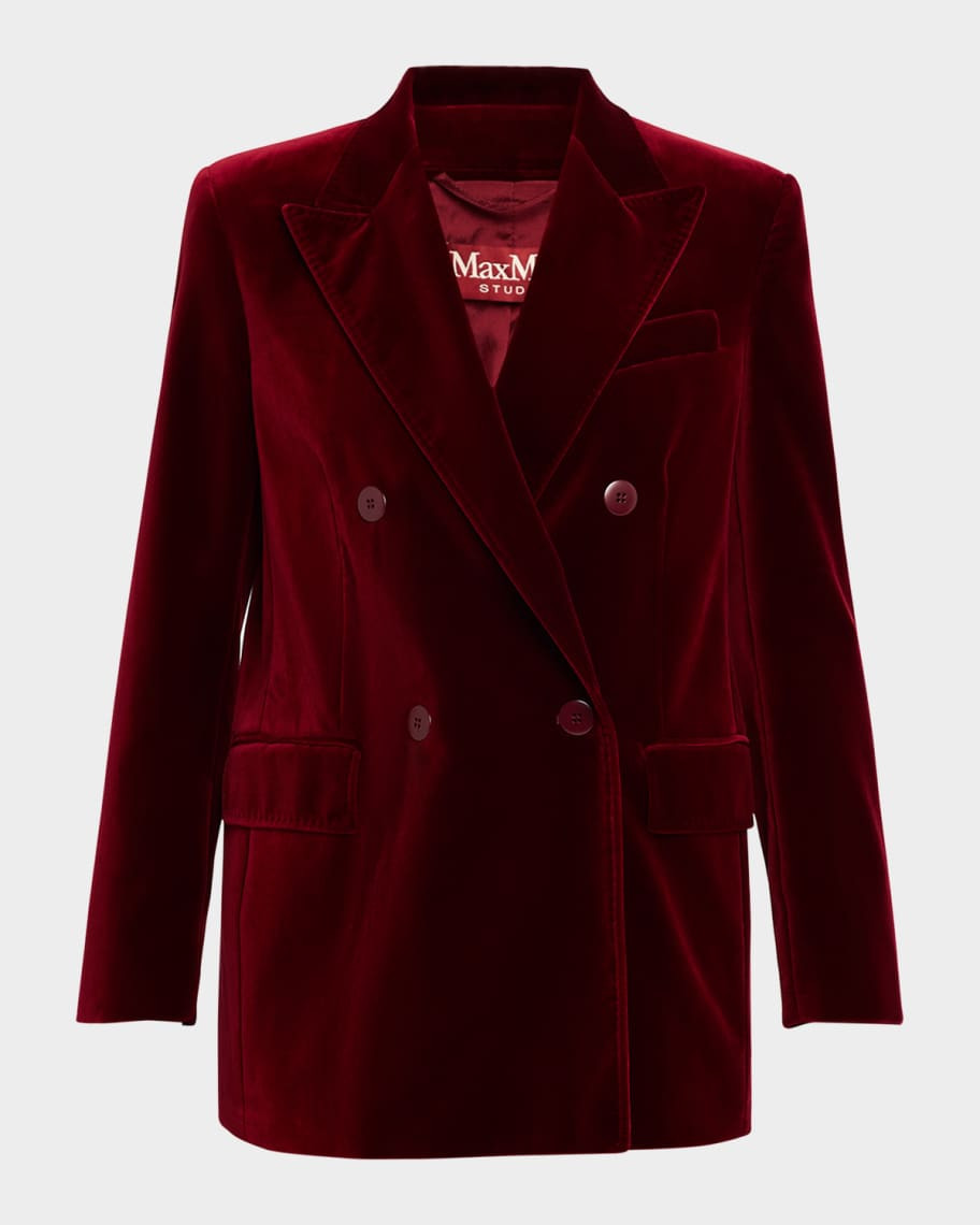 Max Mara Studio Digione Double-Breasted Cotton Velvet Jacket | Neiman Marcus