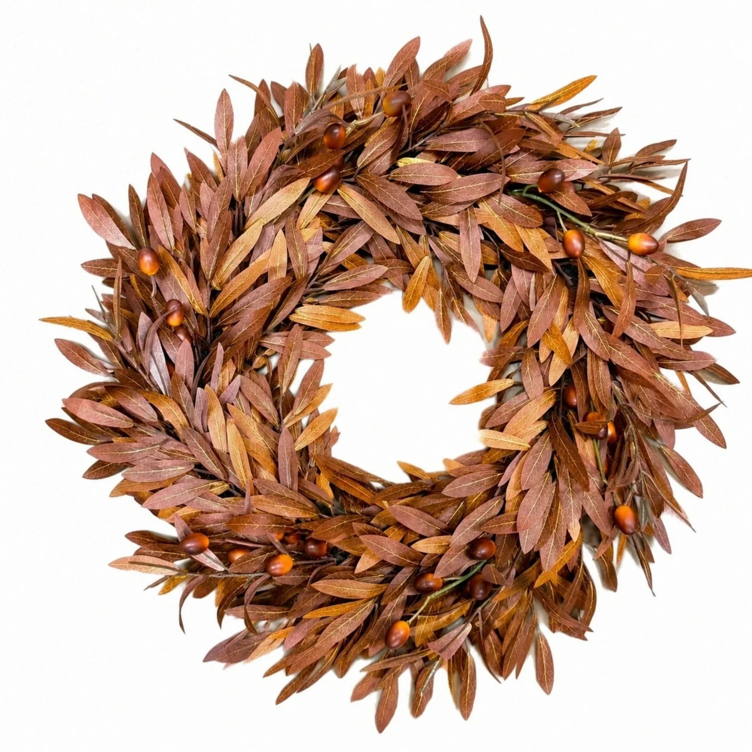 24" Eucalyptus Wreath for Front Door - Autumn Large Artificial Eucalyptus Outdoor Wreath for Porc... | Wayfair North America