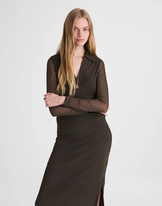 Long-Sleeve Polo Midi Dress | Madewell