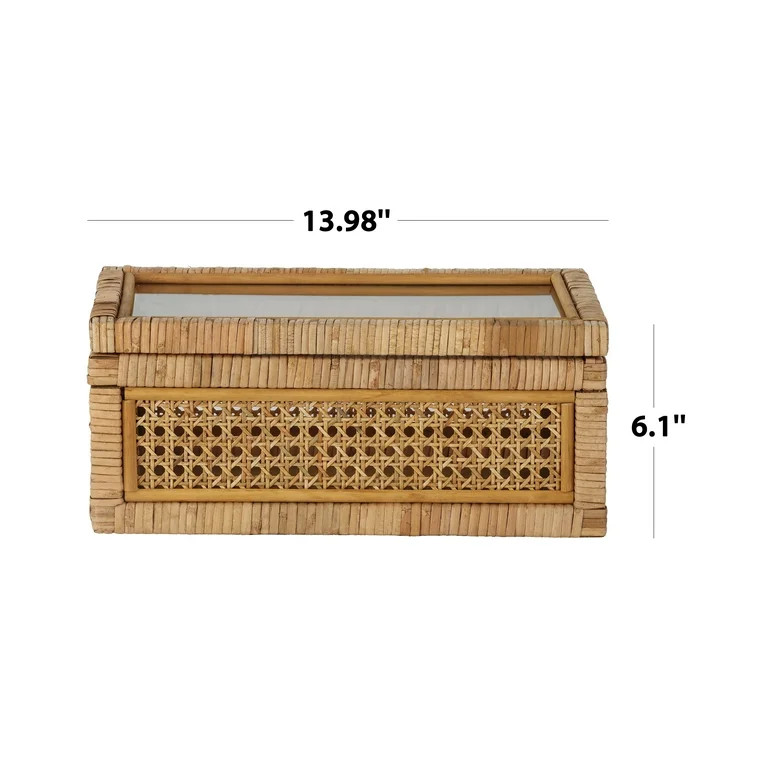 Home Decor Collection, Sterling & Noble Home Woven Rattan and Glass Decorative Tabletop Box | Walmart (US)