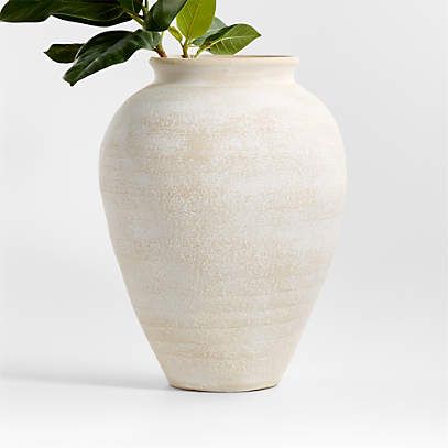 Ophelia Matte Large White Vase 17" + Reviews | Crate & Barrel | Crate & Barrel